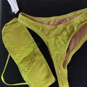💛BCBG NWT Sunny Yellow Knit High Waisted Bikini